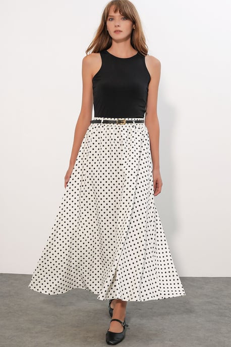 Hochgeschnittene Polka-Dot-Maxi-Rock - Image 1