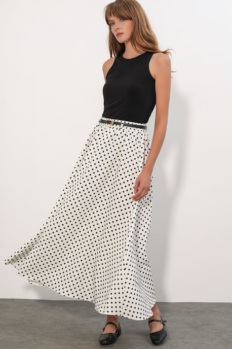Hochgeschnittene Polka-Dot-Maxi-Rock - Image 5
