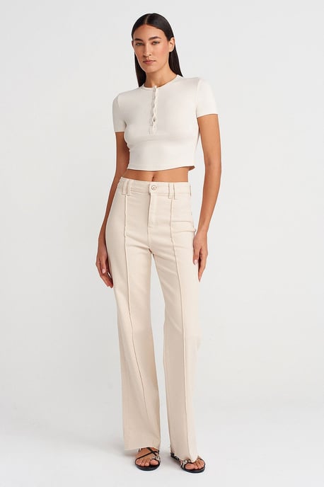 Damen Hochtaillierte Weite Denim-Hose - Image 1