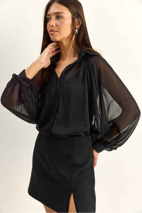 Lockeres Baumwoll-Chiffon-Shirt - Image 1