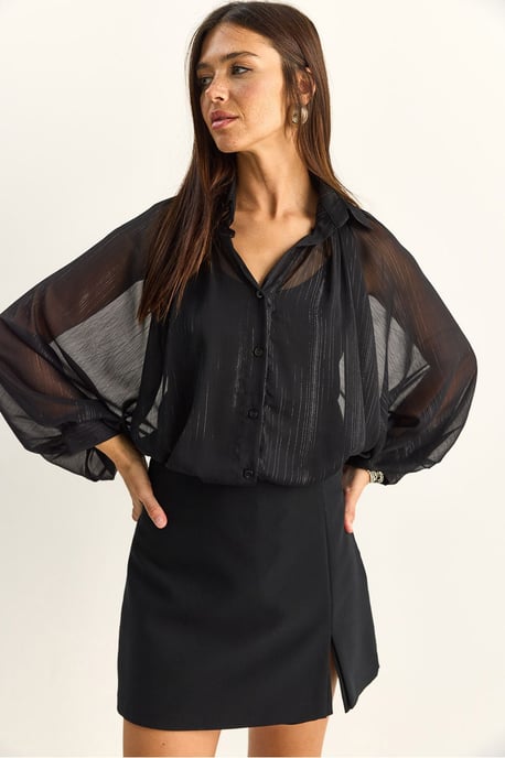 Lockeres Baumwoll-Chiffon-Shirt - Image 4