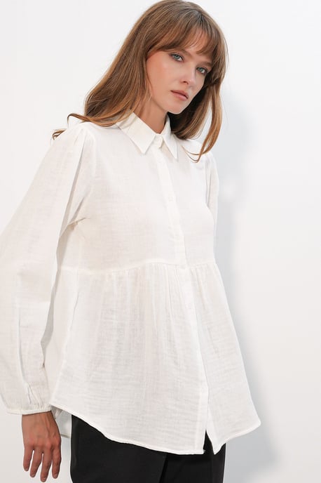 Oversized Baumwoll Langarmhemd - Image 3