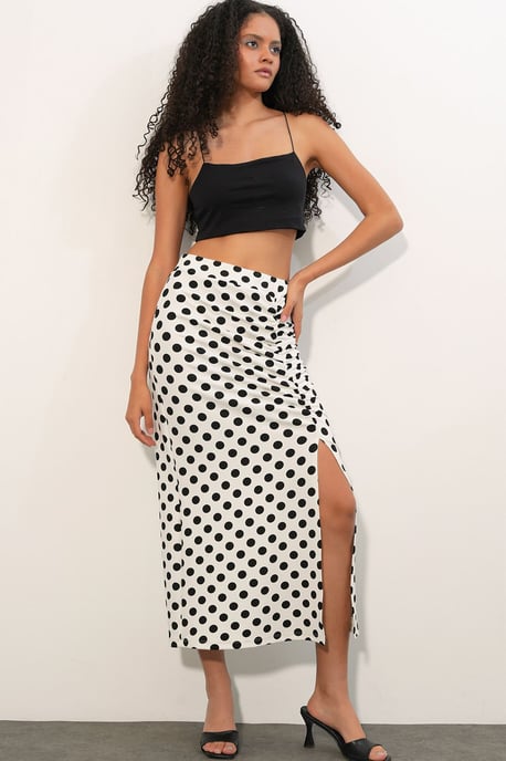 Hochtaillierte Polka Dot Midi-Rock - Image 1