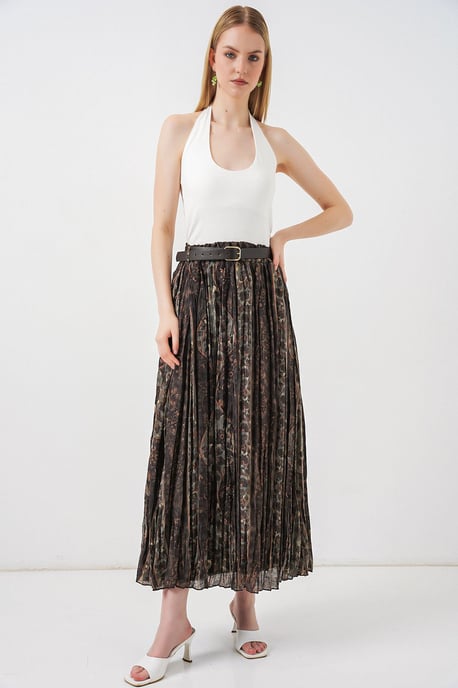 Hochtaillierter Paisley-Midi-A-Linien-Rock - Image 1