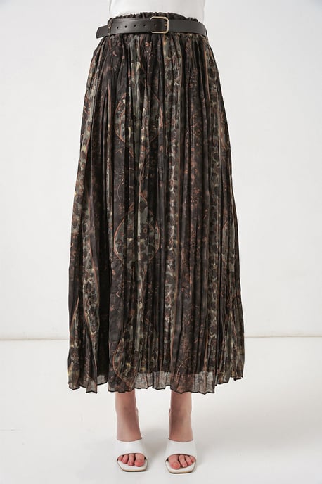 Hochtaillierter Paisley-Midi-A-Linien-Rock - Image 2