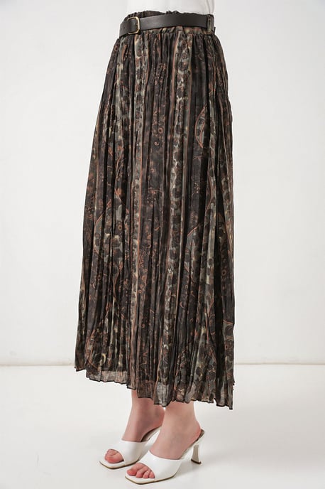 Hochtaillierter Paisley-Midi-A-Linien-Rock - Image 4