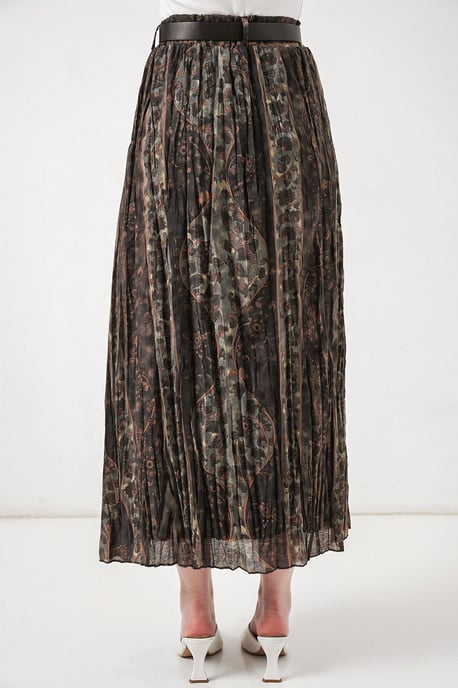 Hochtaillierter Paisley-Midi-A-Linien-Rock - Image 6