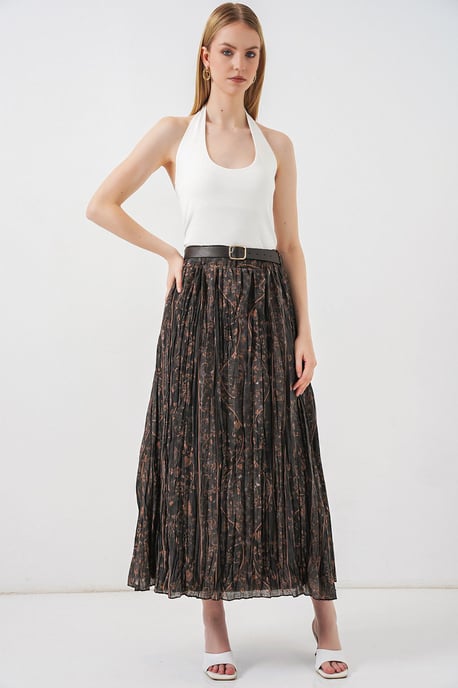 Hoch taillierter Paisley Midi A-Linien Rock - Image 1