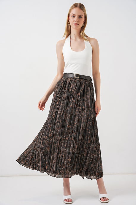 Hoch taillierter Paisley Midi A-Linien Rock - Image 3
