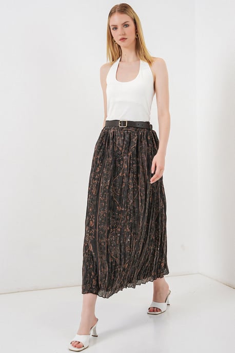 Hoch taillierter Paisley Midi A-Linien Rock - Image 5