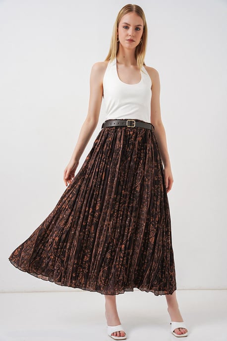 Hochtaillierter Paisley Midi A-Linien-Rock - Image 3