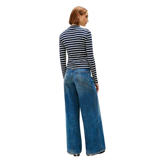 Tommy Hilfiger - T-Shirt für Damen, Schmal, Langärmlig (Dunkel-Marineblau/Weiß) - Image 2