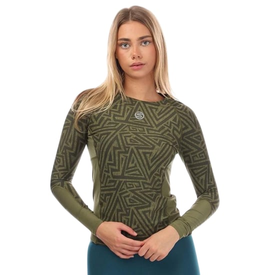 Skins - "Series-3" Oberteil für Damen, Nylon, Langärmlig (Khakigrün) - Image 1