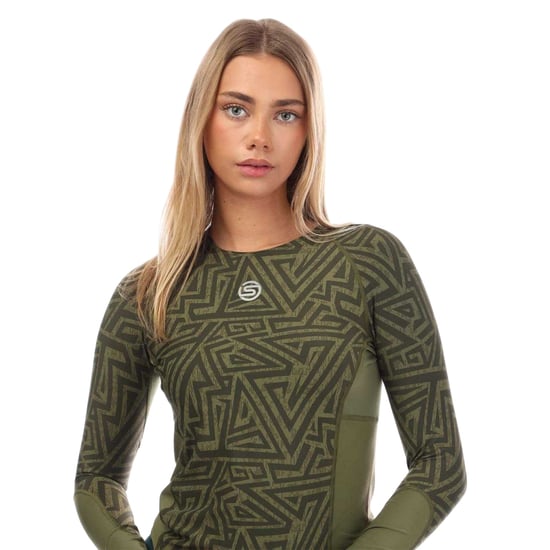 Skins - "Series-3" Oberteil für Damen, Nylon, Langärmlig (Khakigrün) - Image 3