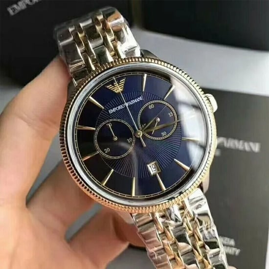 Emporio Armani AR1847 Herrenuhr Chronograph zweifarbig blau - Image 3