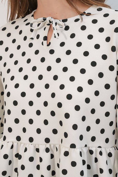 Punktemuster Crepe Bluse mit Schleifen-Detail - Image 5