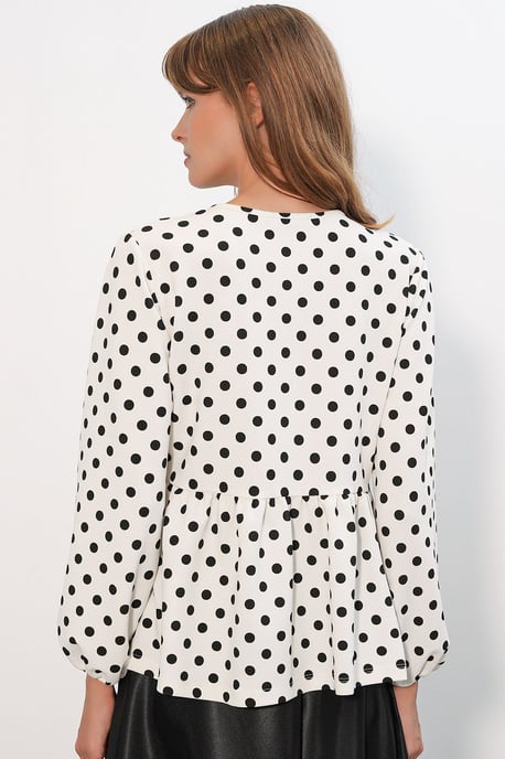 Punktemuster Crepe Bluse mit Schleifen-Detail - Image 6