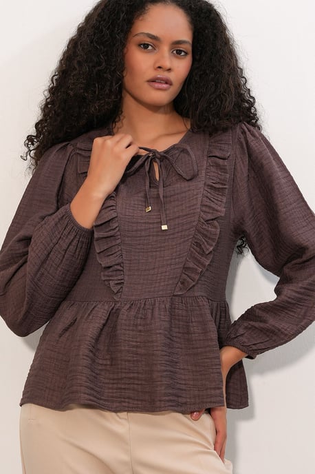 Rüschentasche Woven Bluse mit Bindeband - Image 1
