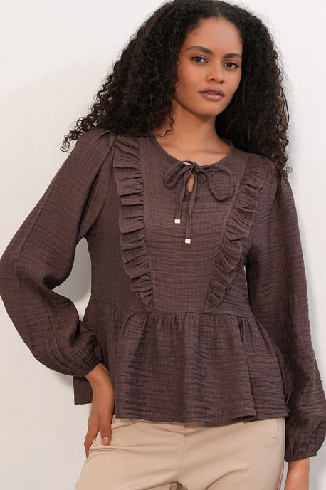 Rüschentasche Woven Bluse mit Bindeband - Image 3