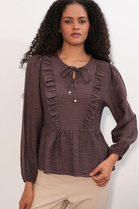 Rüschentasche Woven Bluse mit Bindeband - Image 4