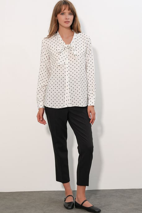 Punktmuster Popeline Bluse - Image 2