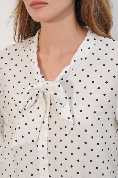 Punktmuster Popeline Bluse - Image 5