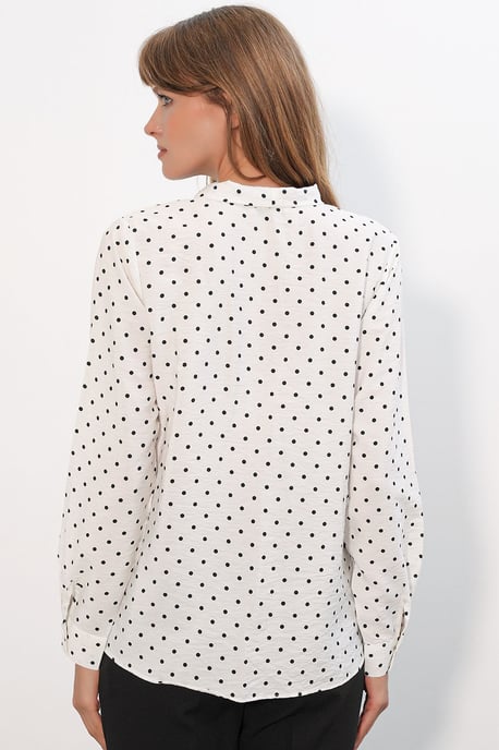 Punktmuster Popeline Bluse - Image 6
