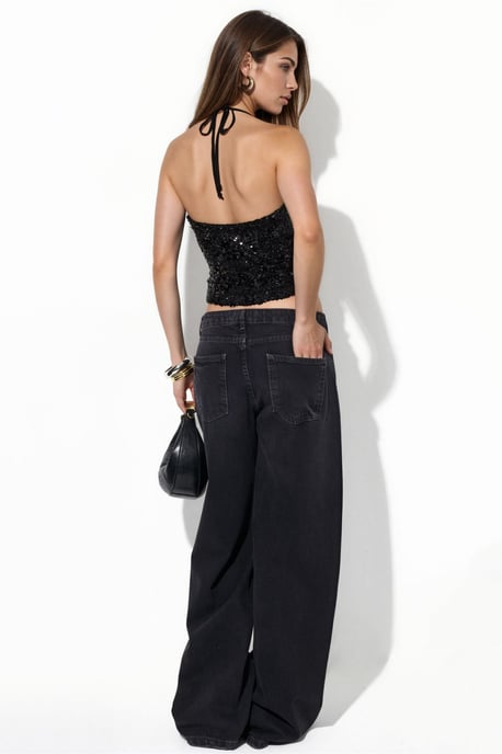 Pailletten Halterneck Cropy Bluse - Image 3