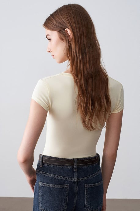 Slim Fit V-Ausschnitt Jerseybluse - Image 2