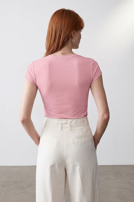 Slim Fit V-Ausschnitt Jerseybluse - Image 2