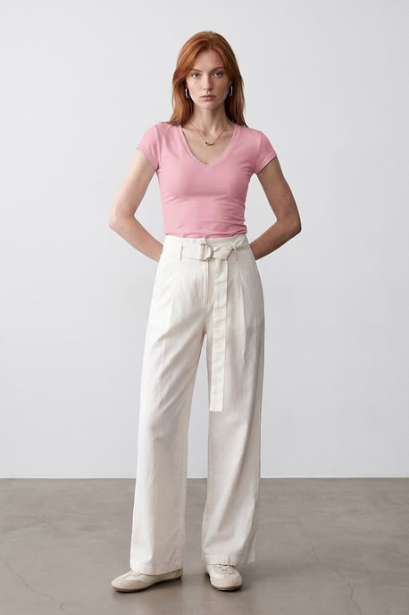 Slim Fit V-Ausschnitt Jerseybluse - Image 4