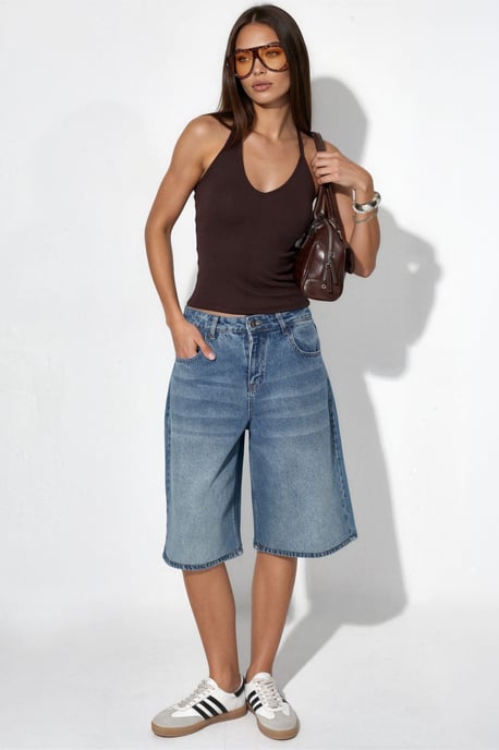Schlanke Passform Halterneck Jersey Bluse - Image 3
