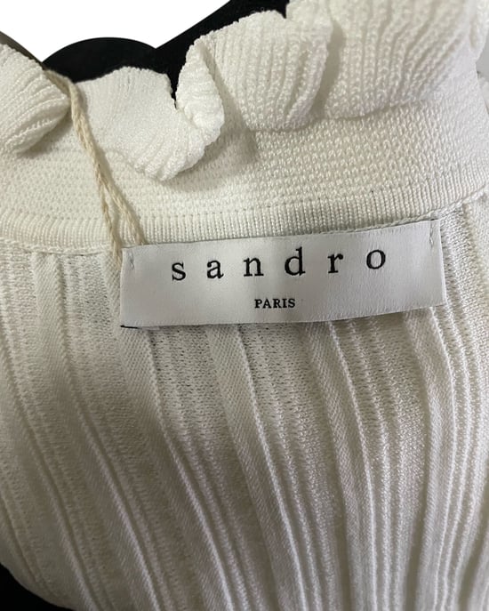 Sandro Edda Zweifarbiges Strickminikleid aus weißer Baumwolle - Image 2