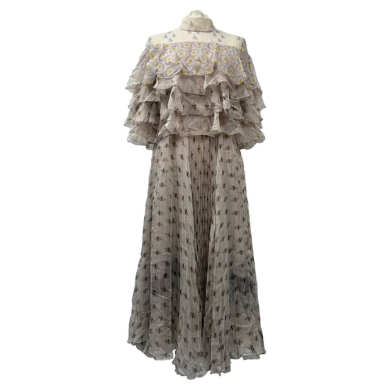 Valentino plissiertes Midikleid aus beiger Seide - Image 1
