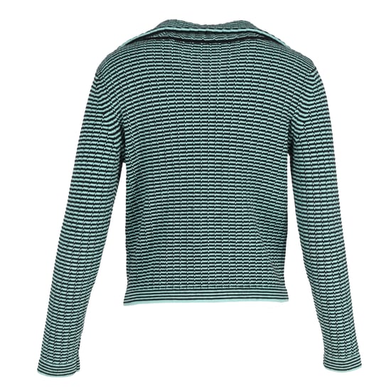 Selbstporträt-Streifen-Cardigan mit Taschendetails und Kragen aus grüner Wolle - Image 3