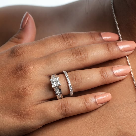 Damenring- und Trauring-Set aus 925 Sterling Silber mit Princess-Cut Zirkonia BIAN023 - Image 3