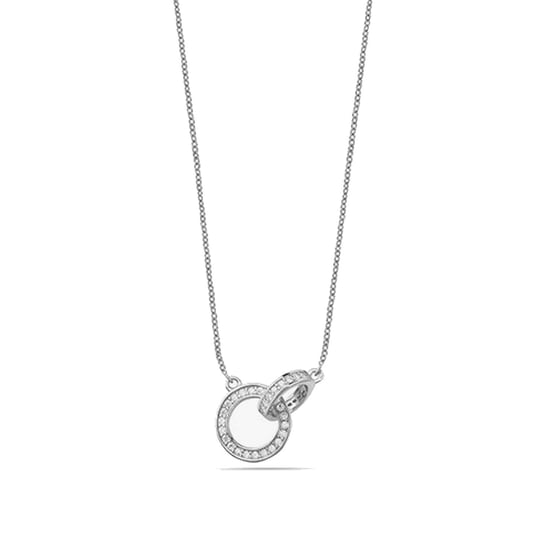 Damen Silberne Halskette mit Doppelring und Zirkonia 925 Sterling Silber BICLL040 - Image 1