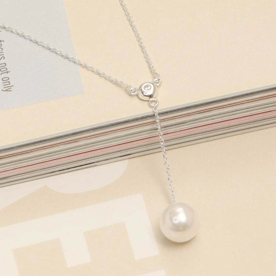Damen-Lariat-Halskette mit Perle und Zirkonia in 925 Sterling Silber BICLL019 - Image 2