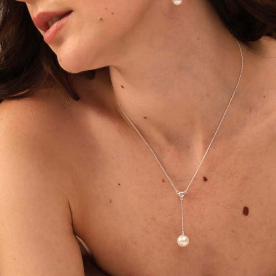 Damen-Lariat-Halskette mit Perle und Zirkonia in 925 Sterling Silber BICLL019 - Image 4