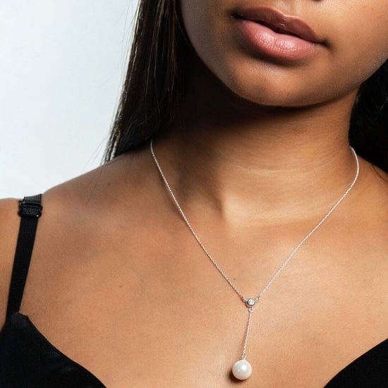 Damen-Lariat-Halskette mit Perle und Zirkonia in 925 Sterling Silber BICLL019 - Image 5