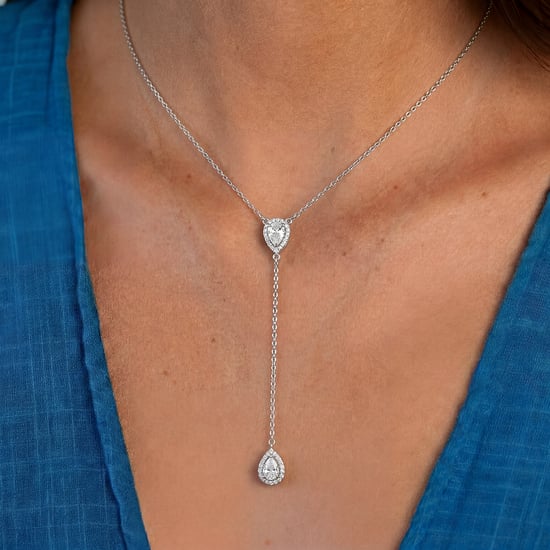 Damen-Doppel-Tränenanhänger aus 925 Sterling Silber BICLL028 - Image 2