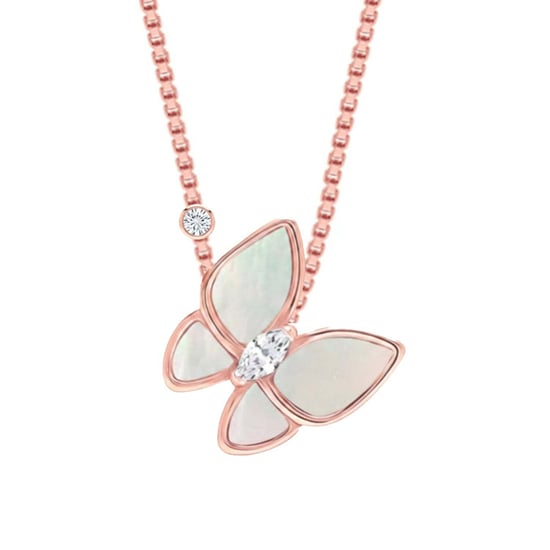 Damenkette mit Schmetterling-Anhänger und Zirkonia in Roségold und 925er Sterling Silber BICLL035 - Image 1