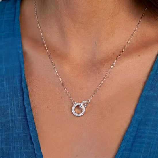 Damenhalskette Silberkreise mit Zirkonia in 925 Sterling Silber BICLL039 - Image 2