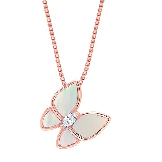 Damenkette mit Schmetterlingsanhänger, roségold plattiert, 925 Sterling Silber BICLL016 - Image 1