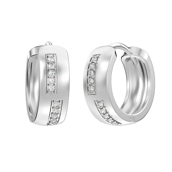 Huggie-Ohrringe für Frauen mit eingestellten Zirkonia 925 Sterling Silber BIPE017 - Image 3