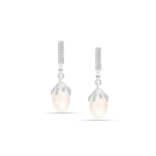 Damen Imperial Perlenohrringe aus 925 Sterling Silber und Zirkonia BIPE038 - Image 1