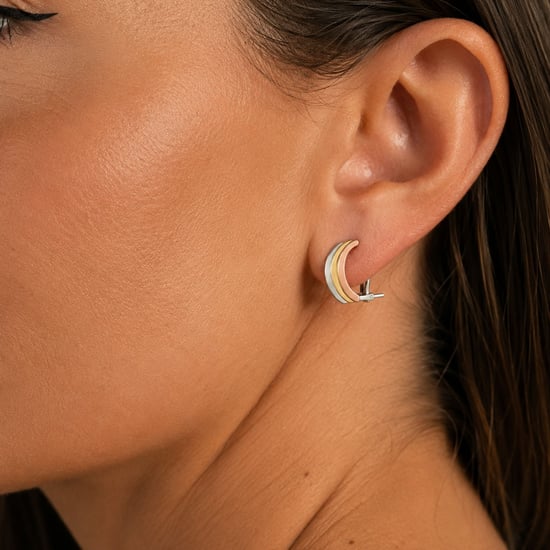 Damen Trikolore Ohrringe aus 925 Sterling Silber BIPE052 - Image 2