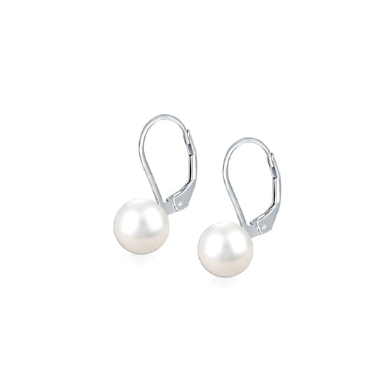 Damen Ohrringe Weiße Perle Katalanischer Verschluss 925 Sterlingsilber BIPE040 - Image 3