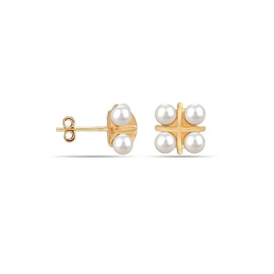 Perlen-Kreuzohrringe für Damen aus 925er Sterlingsilber mit Vergoldung BIPE023 - Image 1