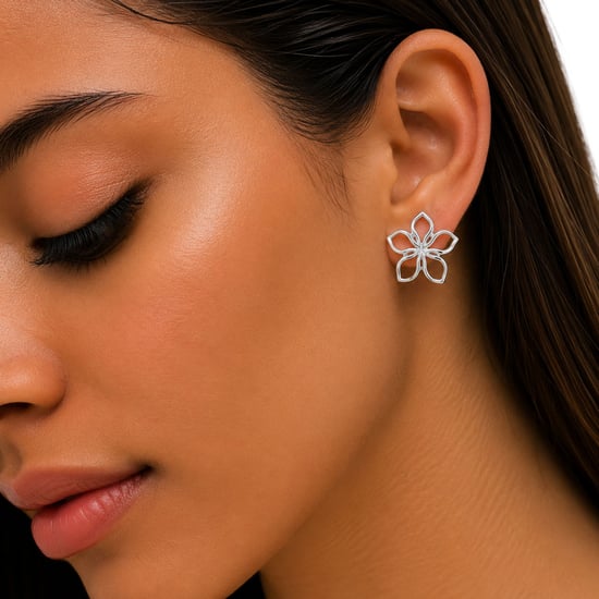 Damen 925 Sterling Silber Blumenohrringe BIPE069 - Image 3